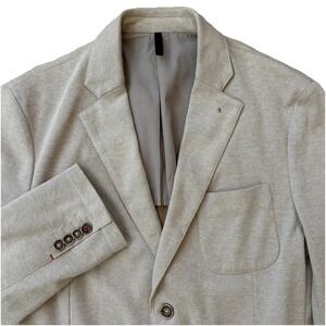Bugatchi Men's Casual Blazer Sport Coat Size 40R Beige Designer Knit Tailored